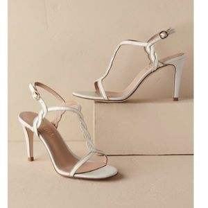 BHLDN anthropologie braided gilt t-strap leather sandal - wedding bride